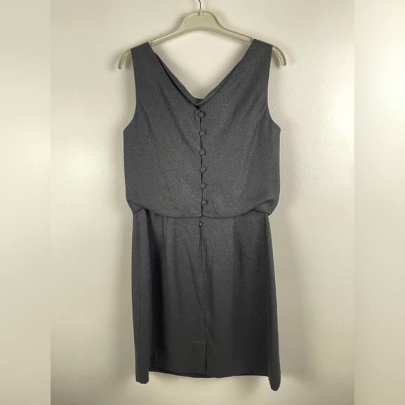 VIRGO II 60’s Black Sleeveless Glitter Midi Dress Size 8 - Picture 3 of 11